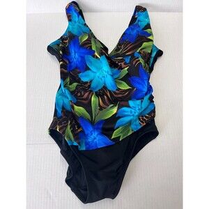 Great Lengths Women's Swimwear Black & Floral Print Size 10